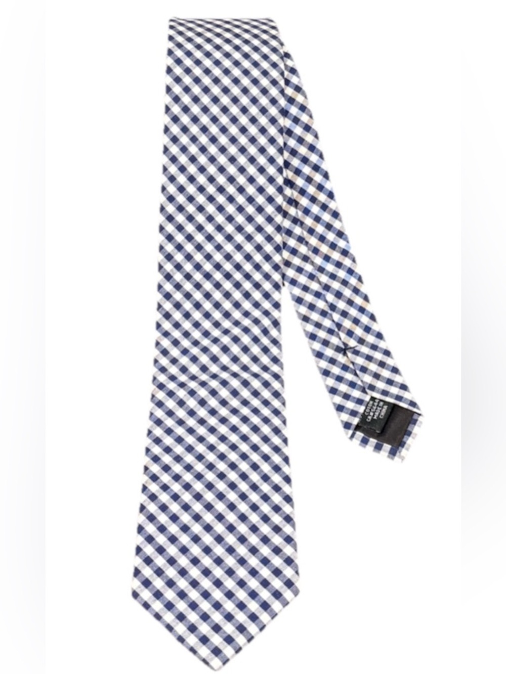 J.Crew The Cotton Tie Navy White Gingham Check 100% Cotton Mens - Picture 2 of 7